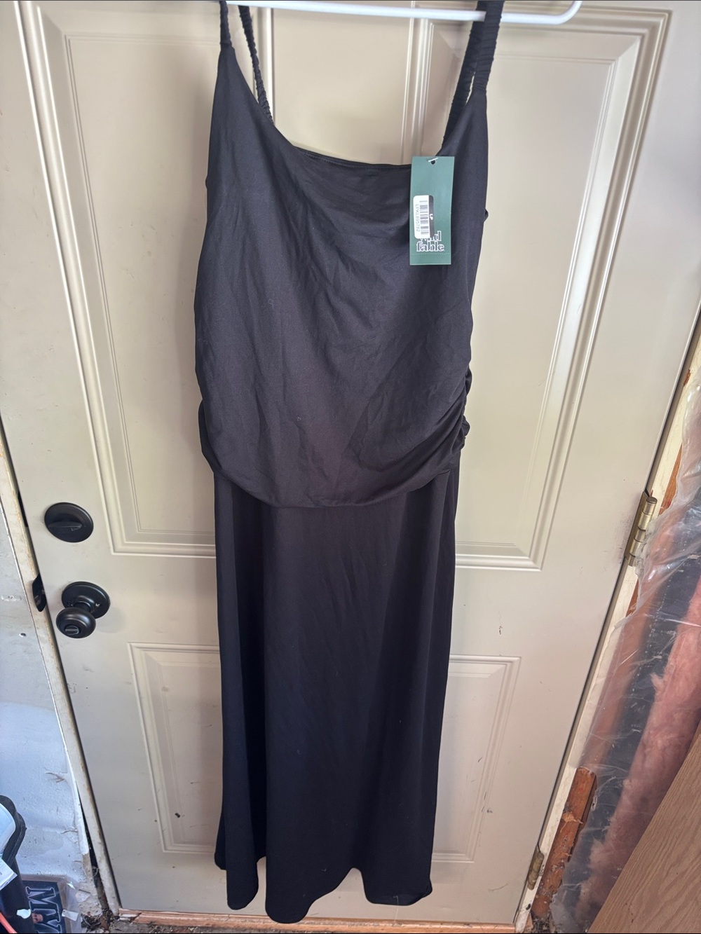 wild fable Black Sleeveless Draped Maxi Dress b179